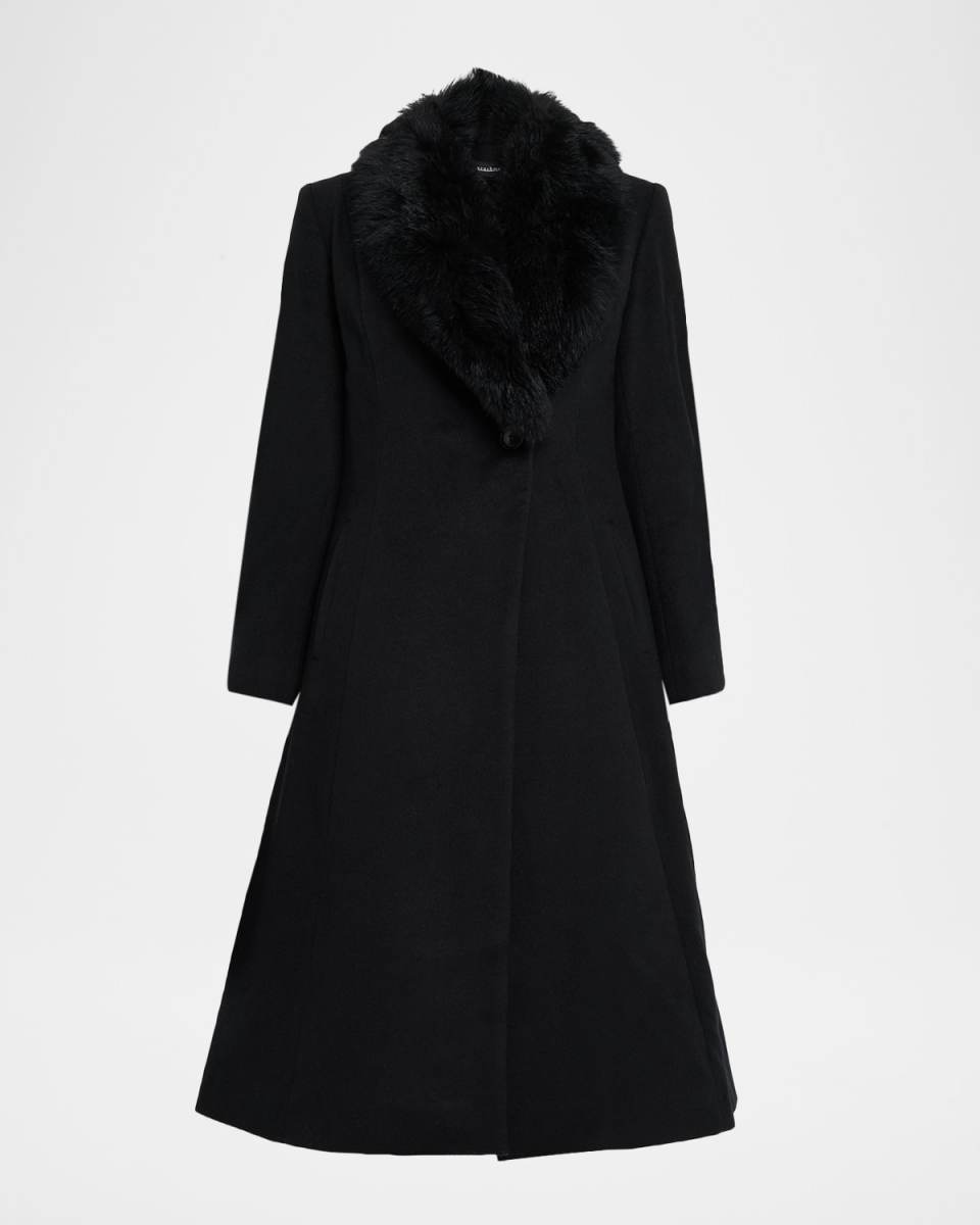 Single-Breasted Coat with Shearling Collar